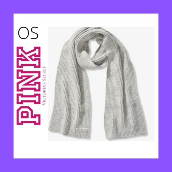 NWT VS Pink Ribbed Gray Scarf - Picture 2 of 5